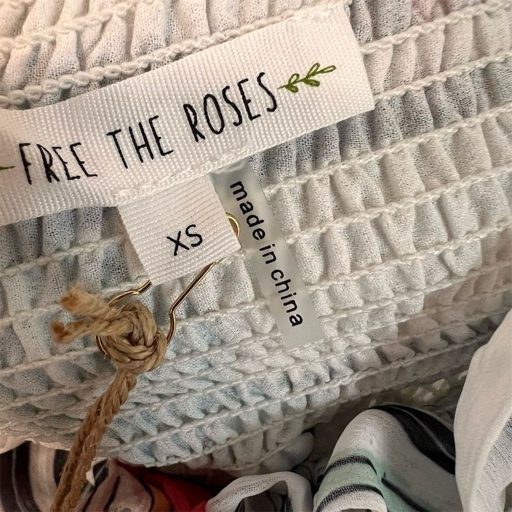 Free the Roses Women's Size XS Floral Striped Ruffle Casual Sleeveless Top NWT - Picture 7 of 9